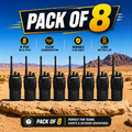ARK Long-Range Walkie Talkie 16 Channel, Portable Two-Way Radio Set (Black, Pack of 8)