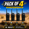 ARK Long-Range Walkie Talkie 16 Channel, Portable Two-Way Radio Set (Black, Pack of 4)
