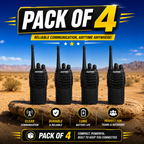 ARK Long-Range Walkie Talkie 16 Channel, Portable Two-Way Radio Set (Black, Pack of 4)