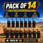 ARK Long-Range Walkie Talkie 16 Channel, Portable Two-Way Radio Set (Black, Pack of 14)