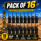 ARK Long-Range Walkie Talkie 16 Channel, Portable Two-Way Radio Set (Black, Pack of 16)