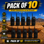 ARK Long-Range Walkie Talkie 16 Channel, Portable Two-Way Radio Set (Black, Pack of 10)
