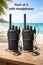 ARK Long-Range Walkie Talkie 16 Channel, Portable Two-Way Radio Set (Black, Pack of 2)