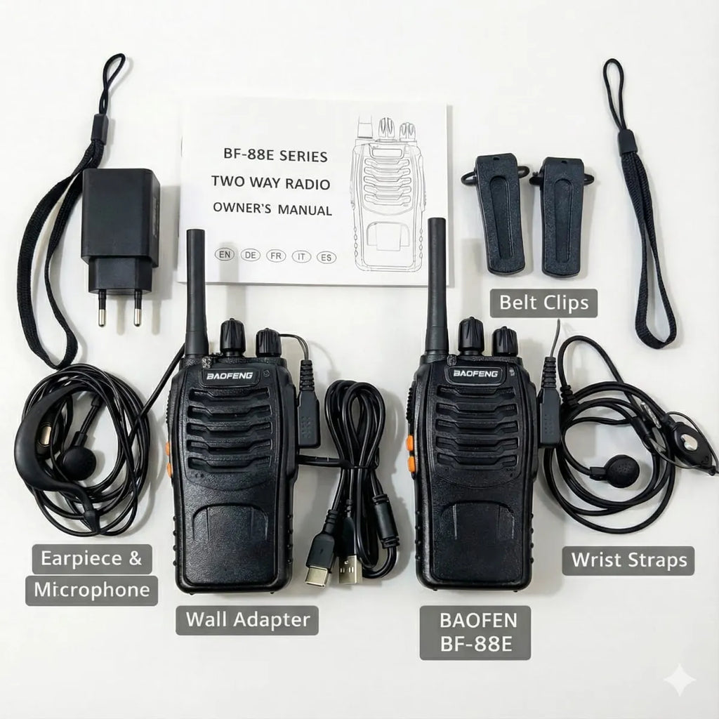 ARK Long-Range Walkie Talkie 16 Channel, Portable Two-Way Radio Set (Black, Pack of 18)